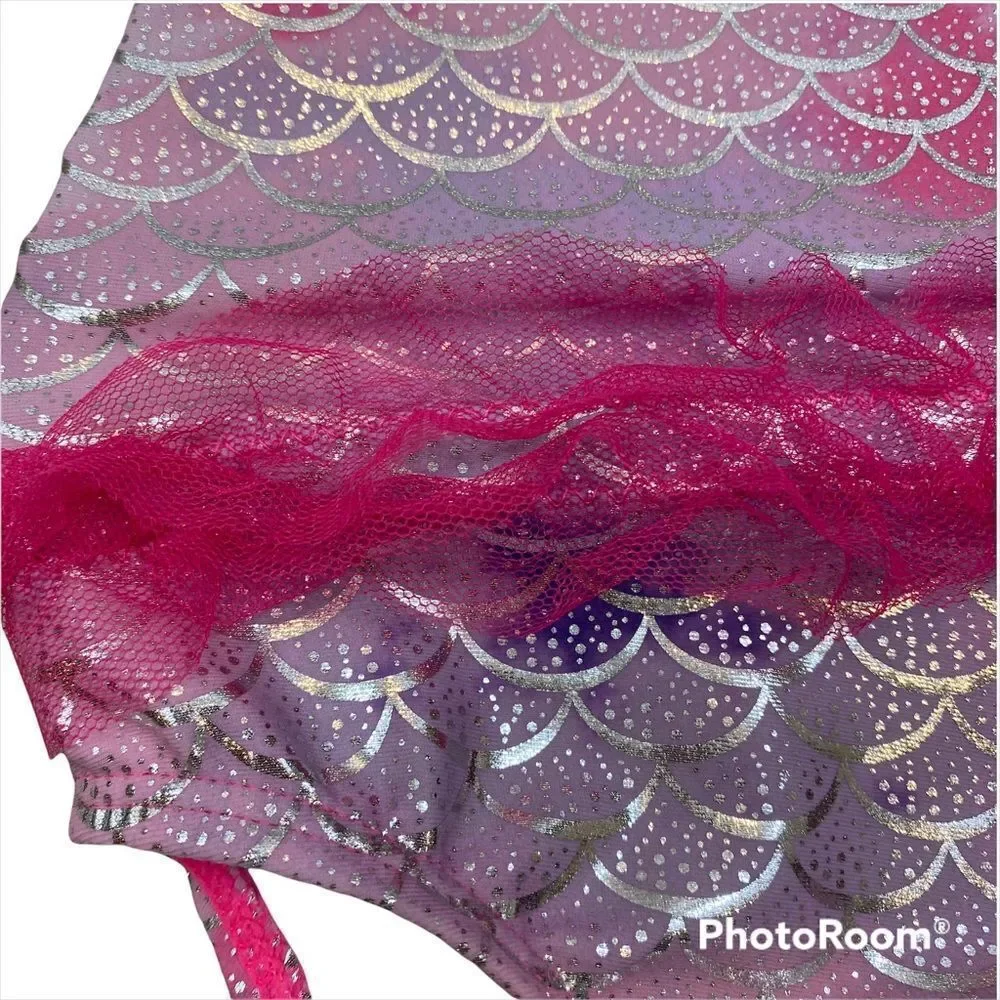 NWT Girls Real Love Brand Pink Mermaid Print One Piece Bathing‎ Suit